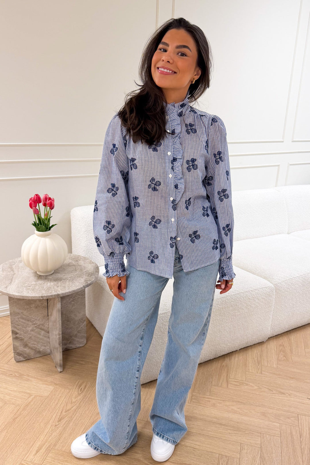 Clova Shirt Blue/White | Skjorter og bluser | Smuk