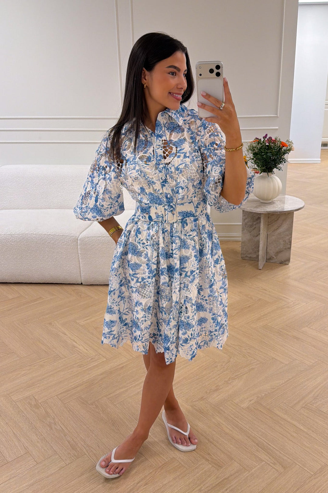 Clover Embroidery Dress Blue | Kjoler | Smuk