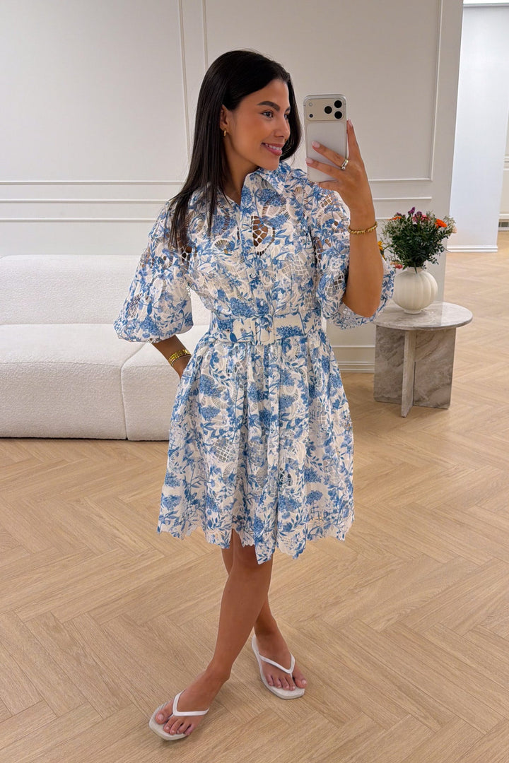 Clover Embroidery Dress Blue | Kjoler | Smuk