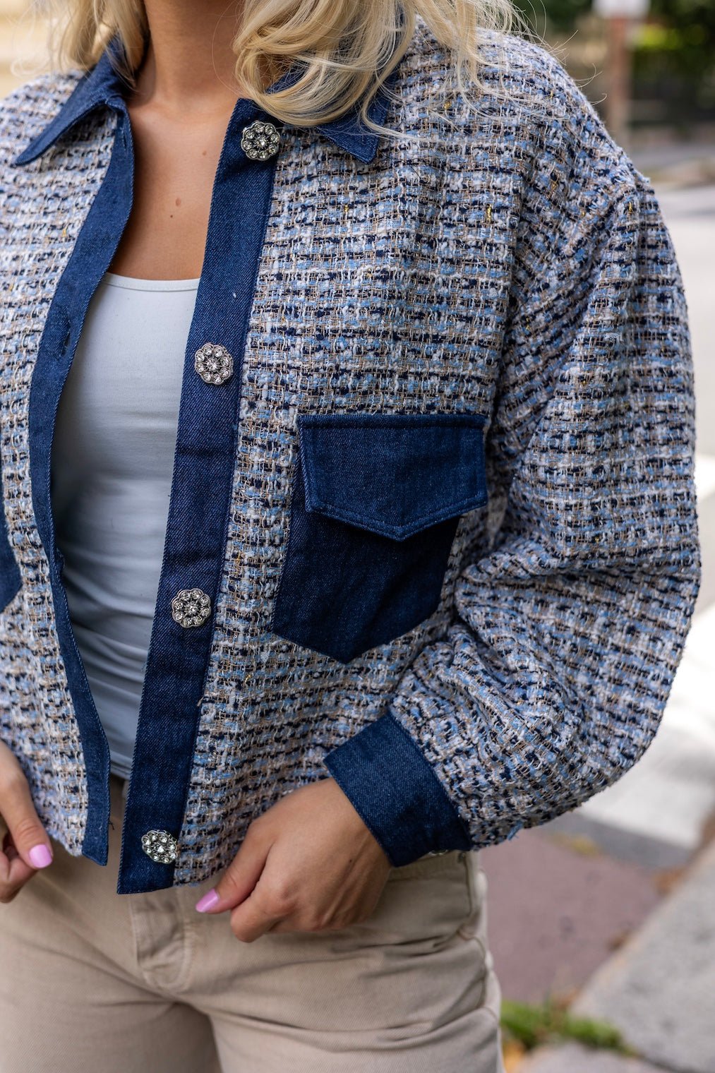 Coco Jacket White/Blue | Yttertøy | Smuk - Dameklær på nett
