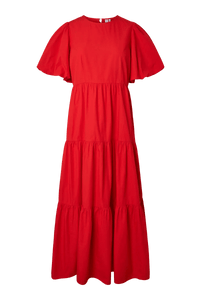 Colea Ss Ankle Dress Fiery Red