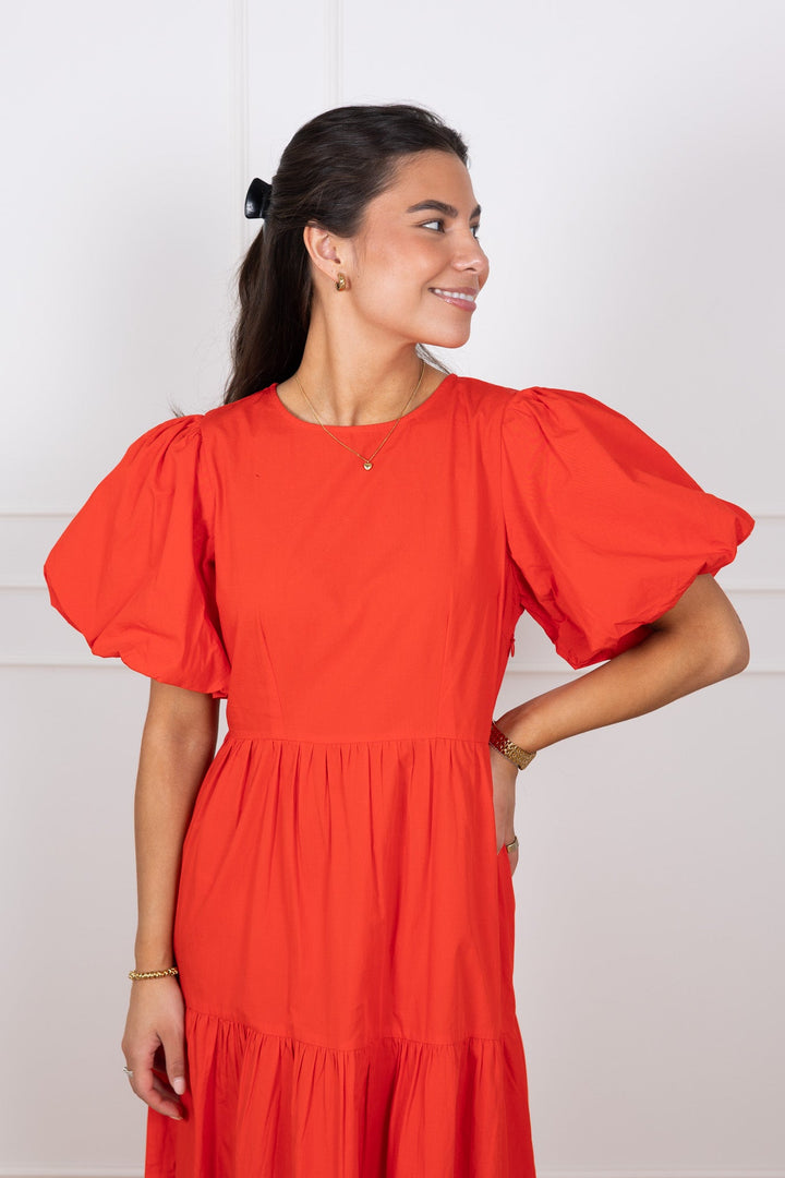 Colea Ss Ankle Dress Fiery Red | Kjoler | Smuk