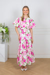 Colea Ss Ankle Dress Star White Pink Emula
