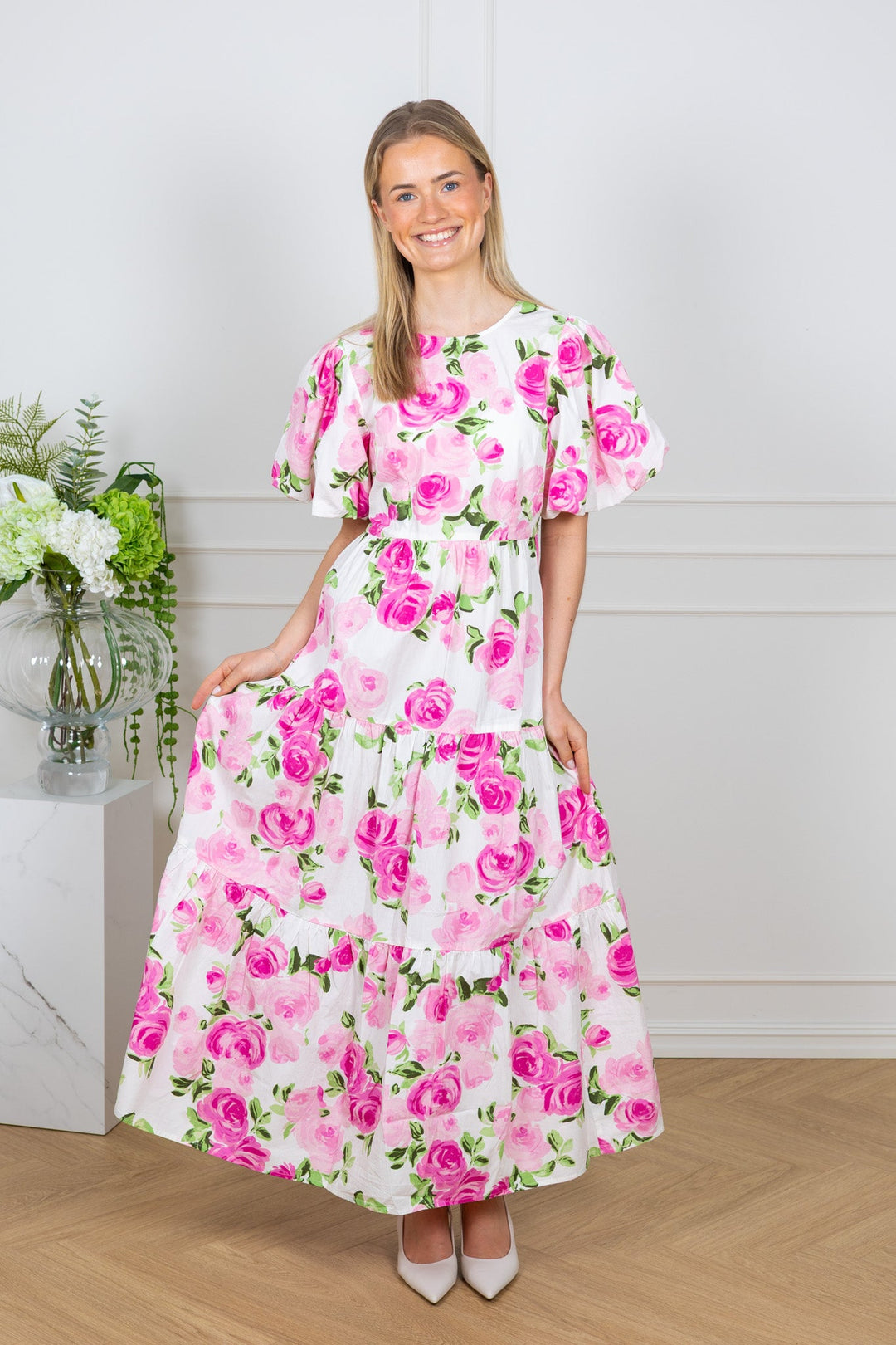 Colea Ss Ankle Dress Star White Pink Emula | Kjoler | Smuk