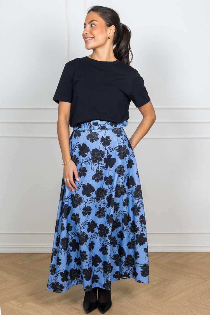 Cord Maxi Skirt Blue Peony | Skjørt | Smuk