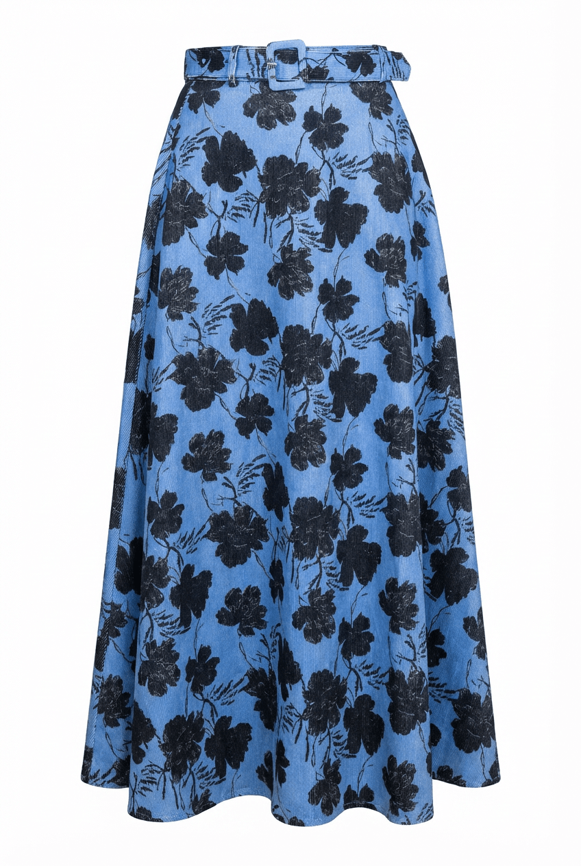 Cord Maxi Skirt Blue Peony | Skjørt | Smuk