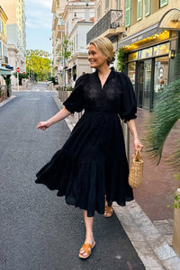 Cotten Slub Midi Dress Black