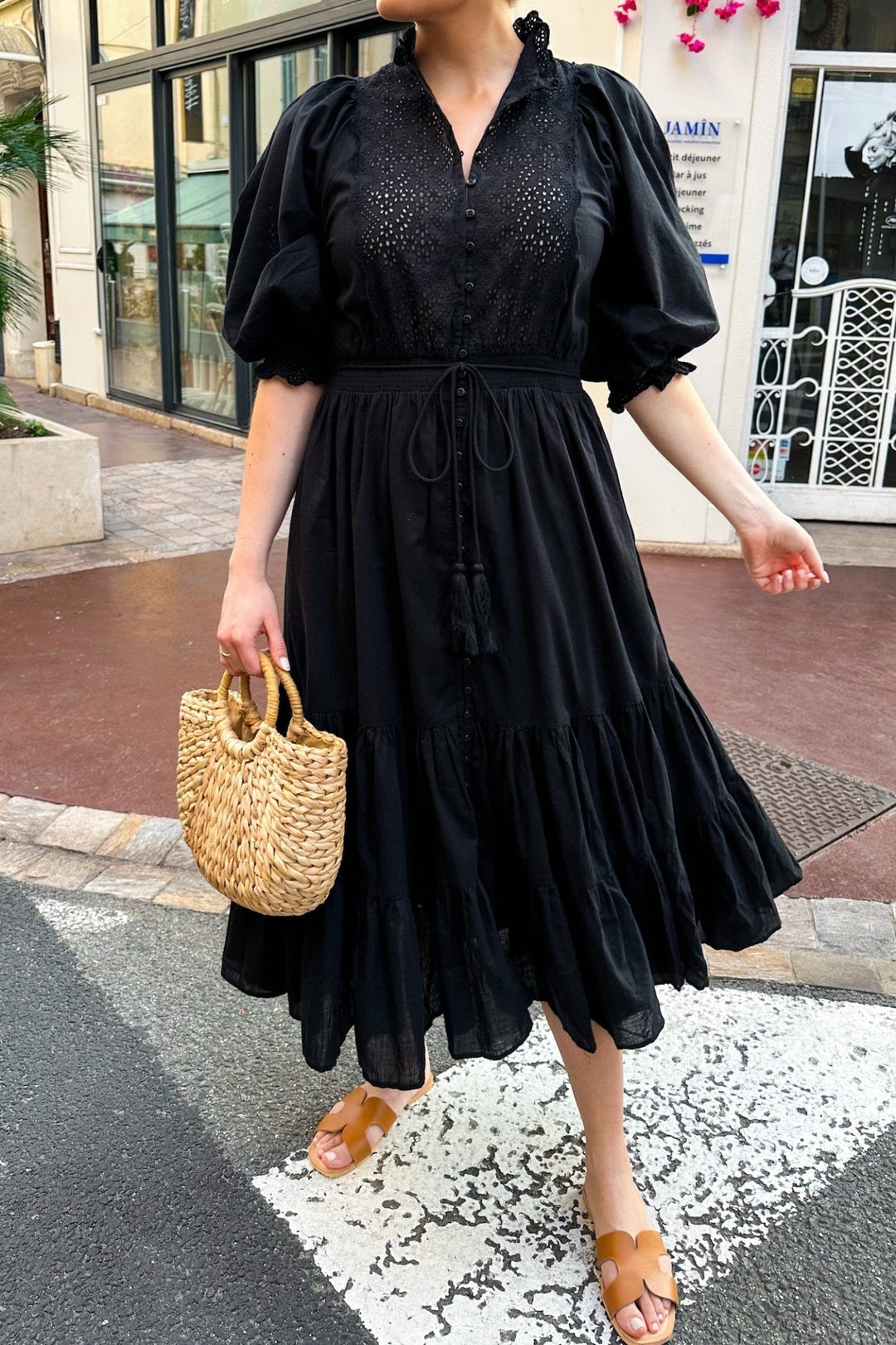 Cotten Slub Midi Dress Black | Kjoler | Smuk