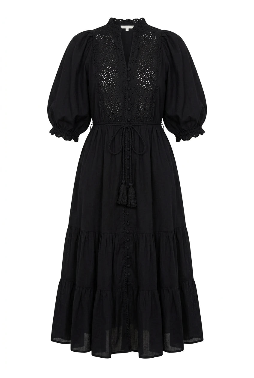 Cotten Slub Midi Dress Black | Kjoler | Smuk