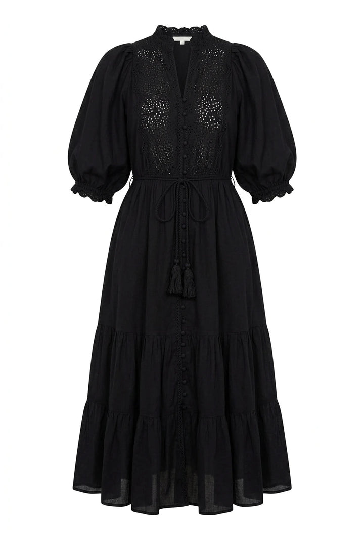 Cotten Slub Midi Dress Black | Kjoler | Smuk