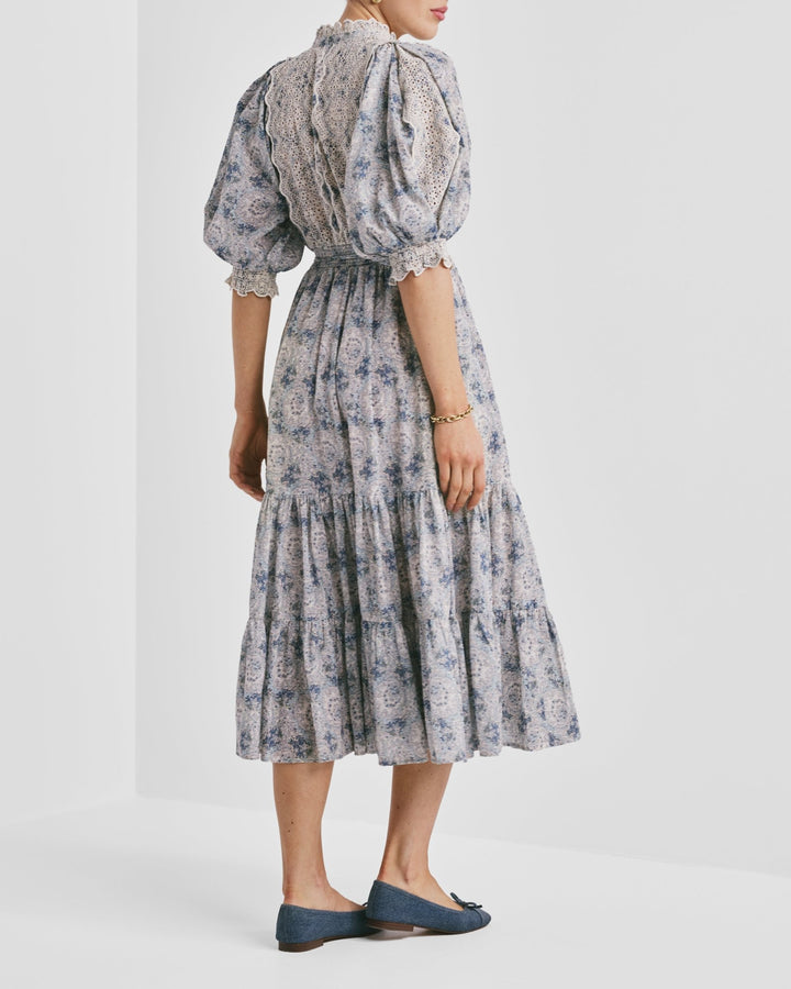 Cotten Slub Midi Dress Blue Paisley | Kjoler | Smuk