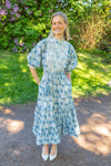 Cotten Slub Midi Dress Blue Paisley
