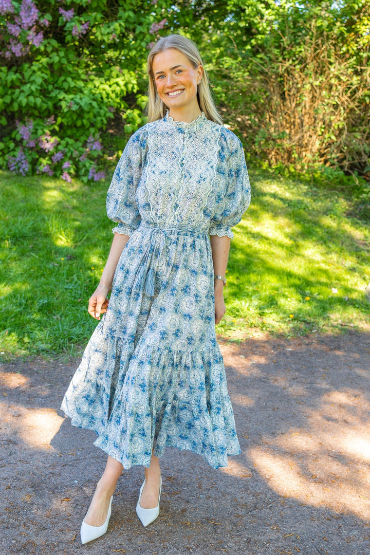 Cotten Slub Midi Dress Blue Paisley | Kjoler | Smuk