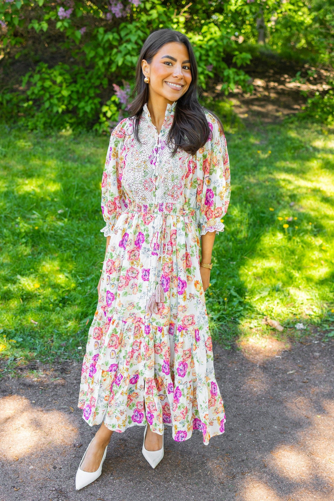 Cotten Slub Midi Dress Flora | Kjoler | Smuk