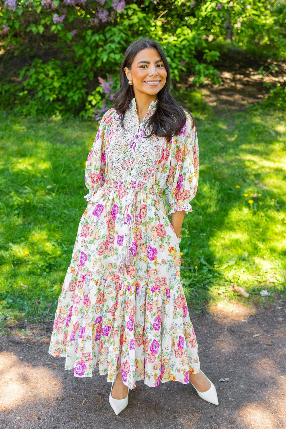 Cotten Slub Midi Dress Flora | Kjoler | Smuk
