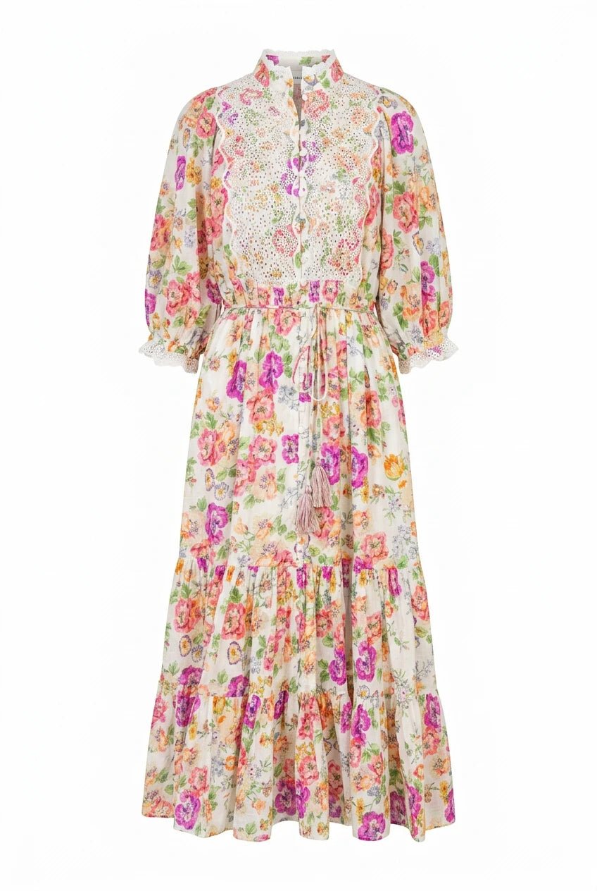 Cotten Slub Midi Dress Flora | Kjoler | Smuk