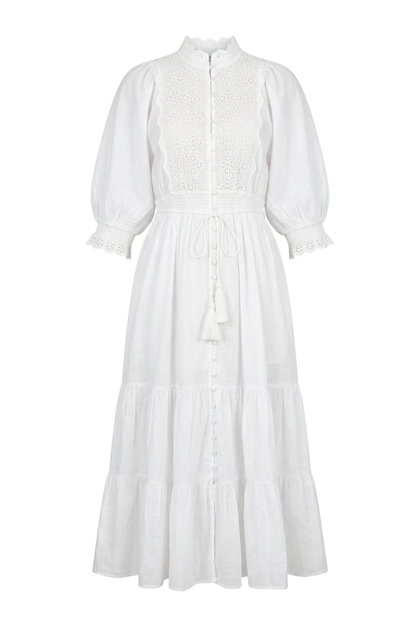 Cotten Slub Midi Dress White | Kjoler | Smuk