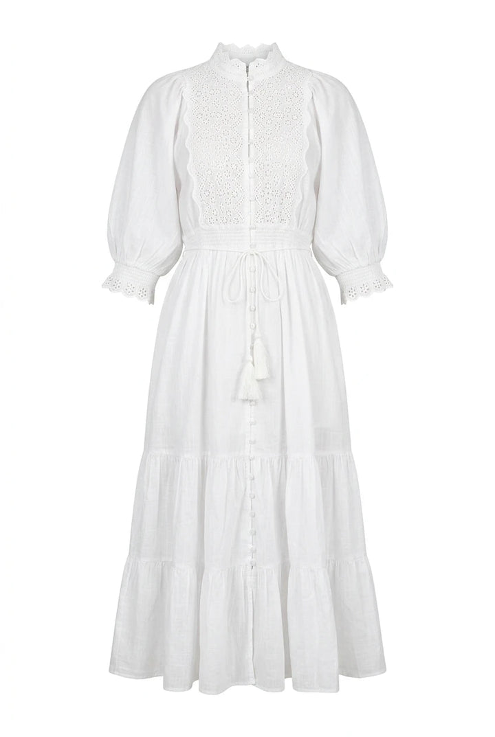 Cotten Slub Midi Dress White | Kjoler | Smuk