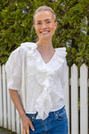 Cotton Frill Blouse White