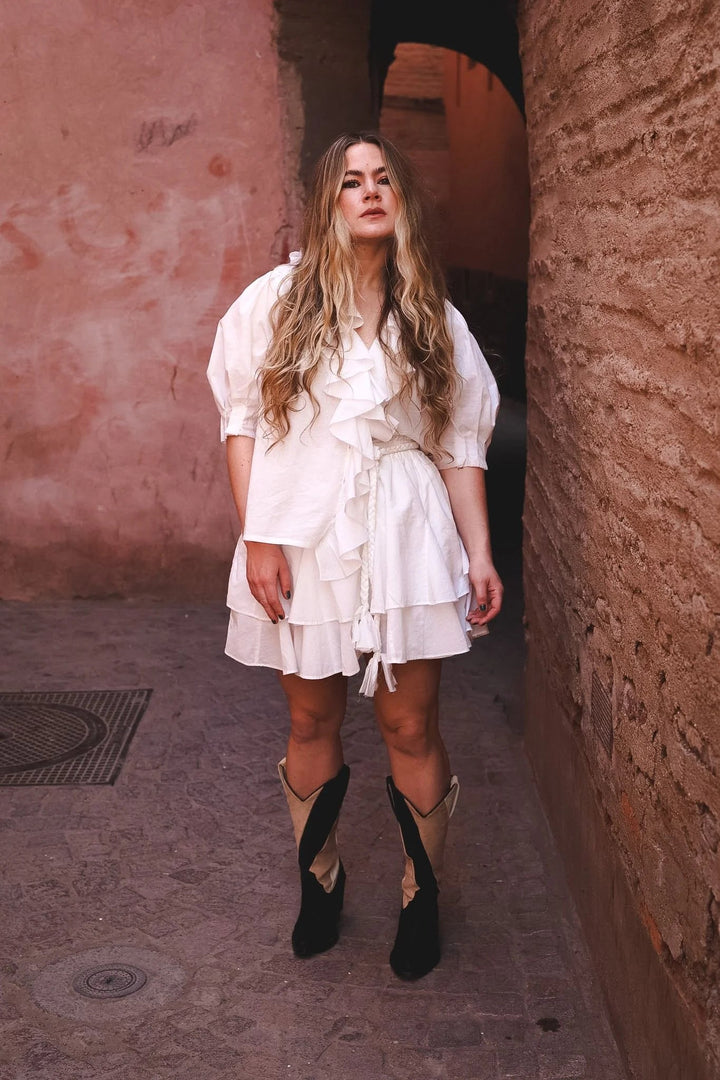 Cotton Frill Blouse White | Skjorter og bluser | Smuk