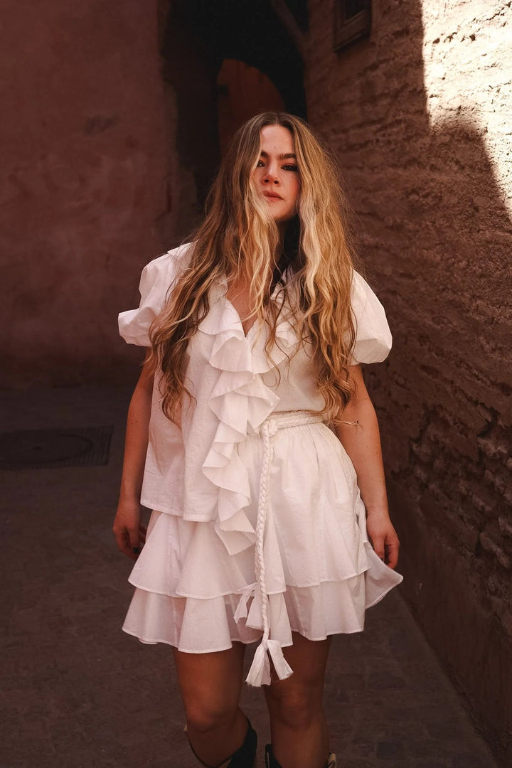 Cotton Frill Blouse White | Skjorter og bluser | Smuk