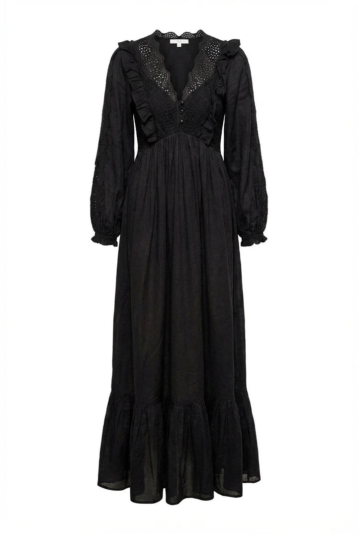 Cotton Slub Maxi Dress Black | Kjoler | Smuk