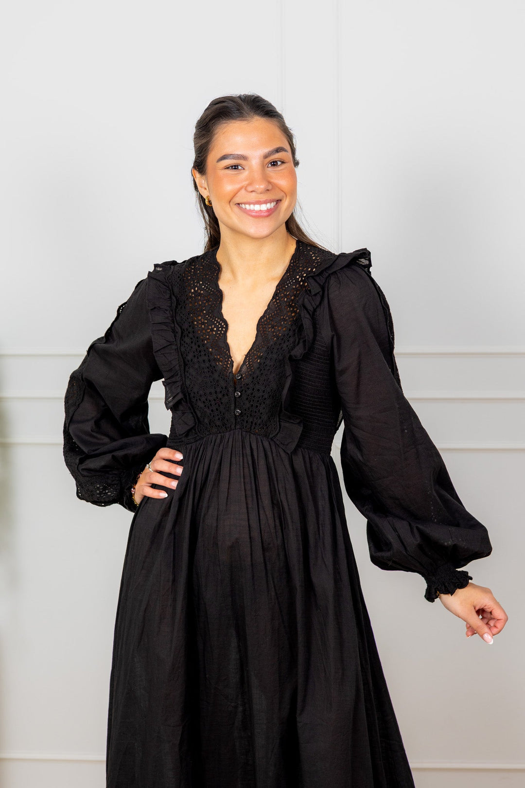 Cotton Slub Maxi Dress Black | Kjoler | Smuk