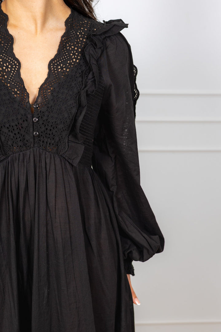 Cotton Slub Maxi Dress Black | Kjoler | Smuk