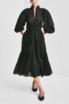 Cotton Slub Midi Dress Black