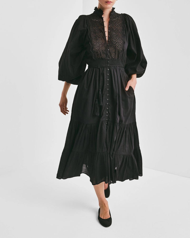 Cotton Slub Midi Dress Black | Kjoler | Smuk - Dameklær på nett