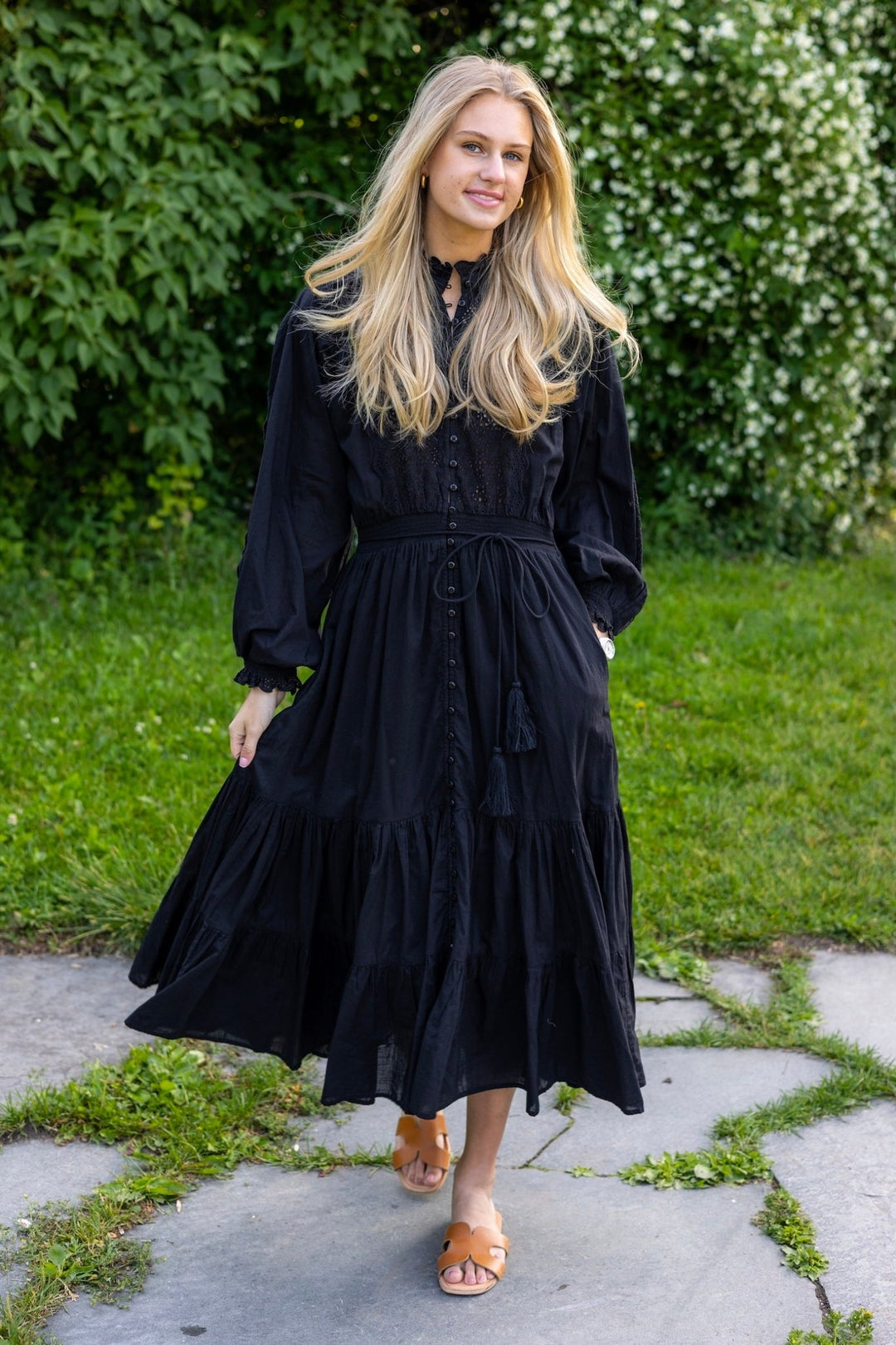 Cotton Slub Midi Dress Black | Kjoler | Smuk - Dameklær på nett