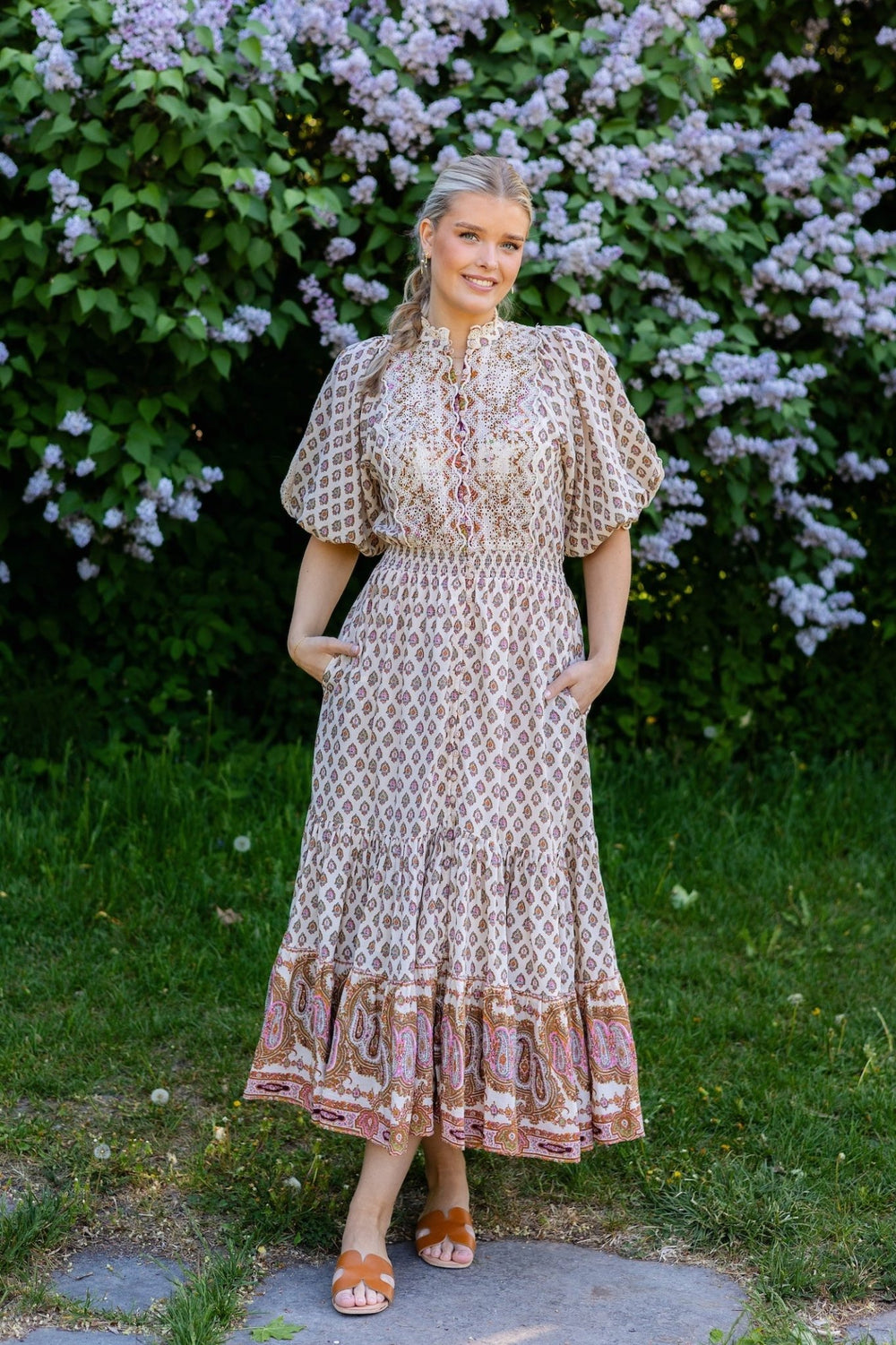 Cotton Slub Midi Dress Paisley | Kjoler | Smuk - Dameklær på nett