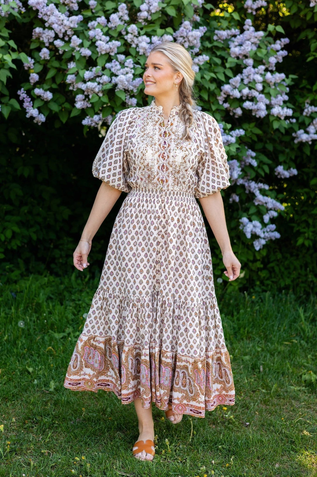 Cotton Slub Midi Dress Paisley | Kjoler | Smuk - Dameklær på nett