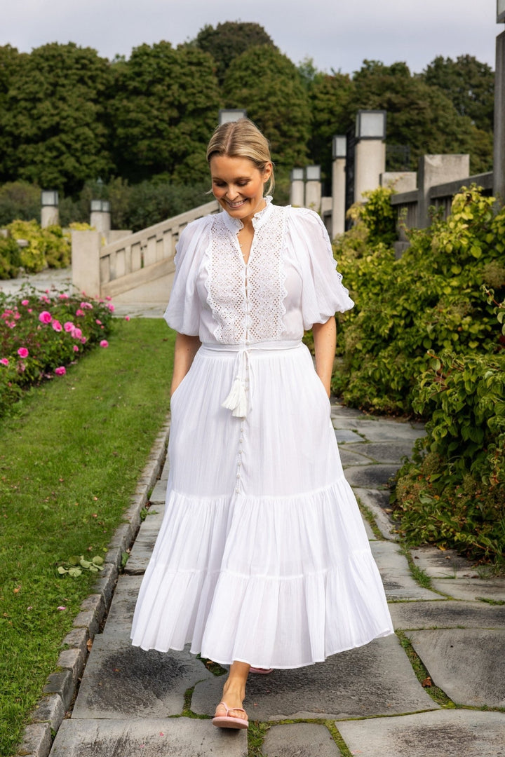 Cotton Slub Midi Dress White