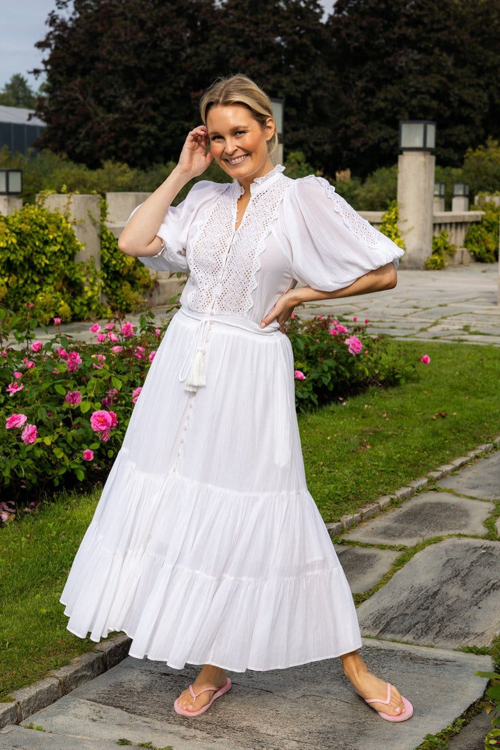 Cotton Slub Midi Dress White