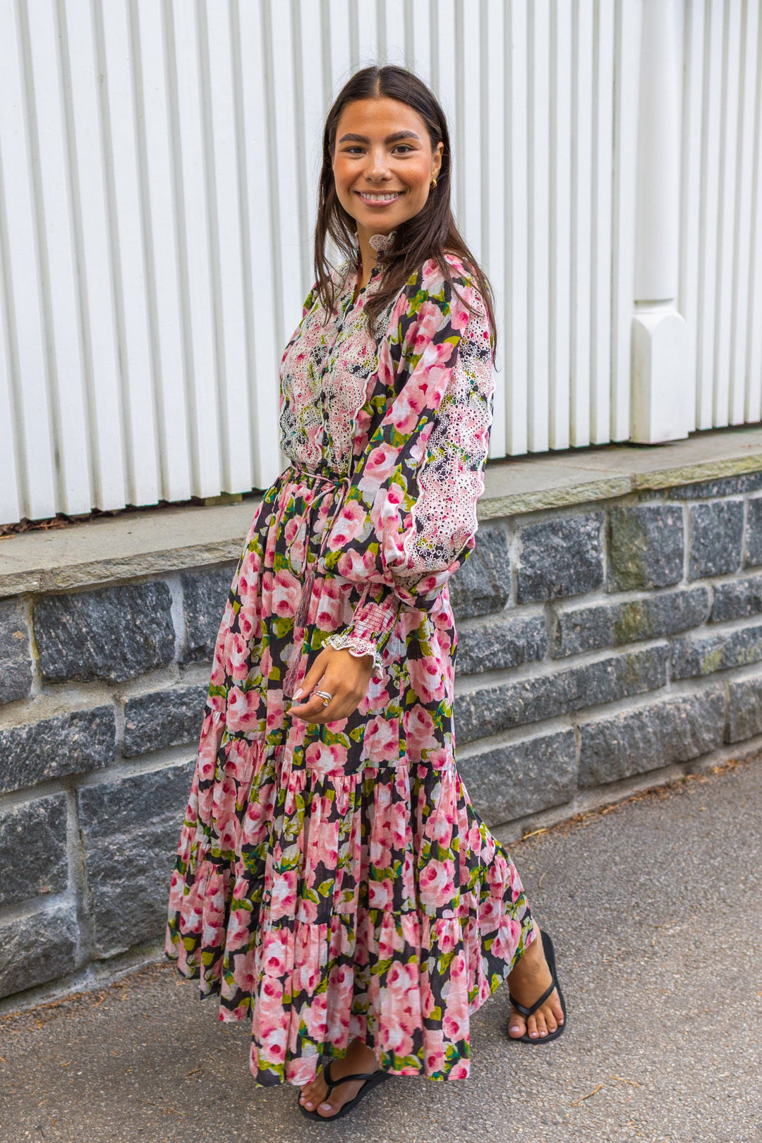 Cotton Slub Midi Dress Rose Bouquet | Kjoler | Smuk