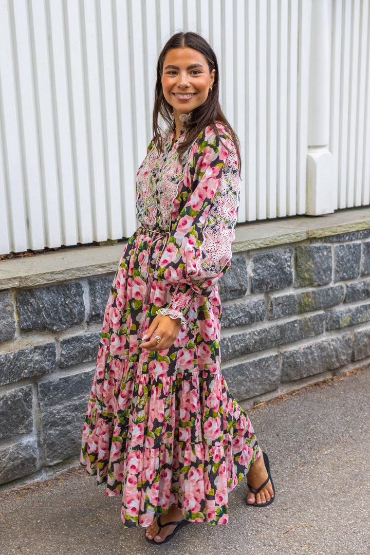 Cotton Slub Midi Dress Rose Bouquet | Kjoler | Smuk