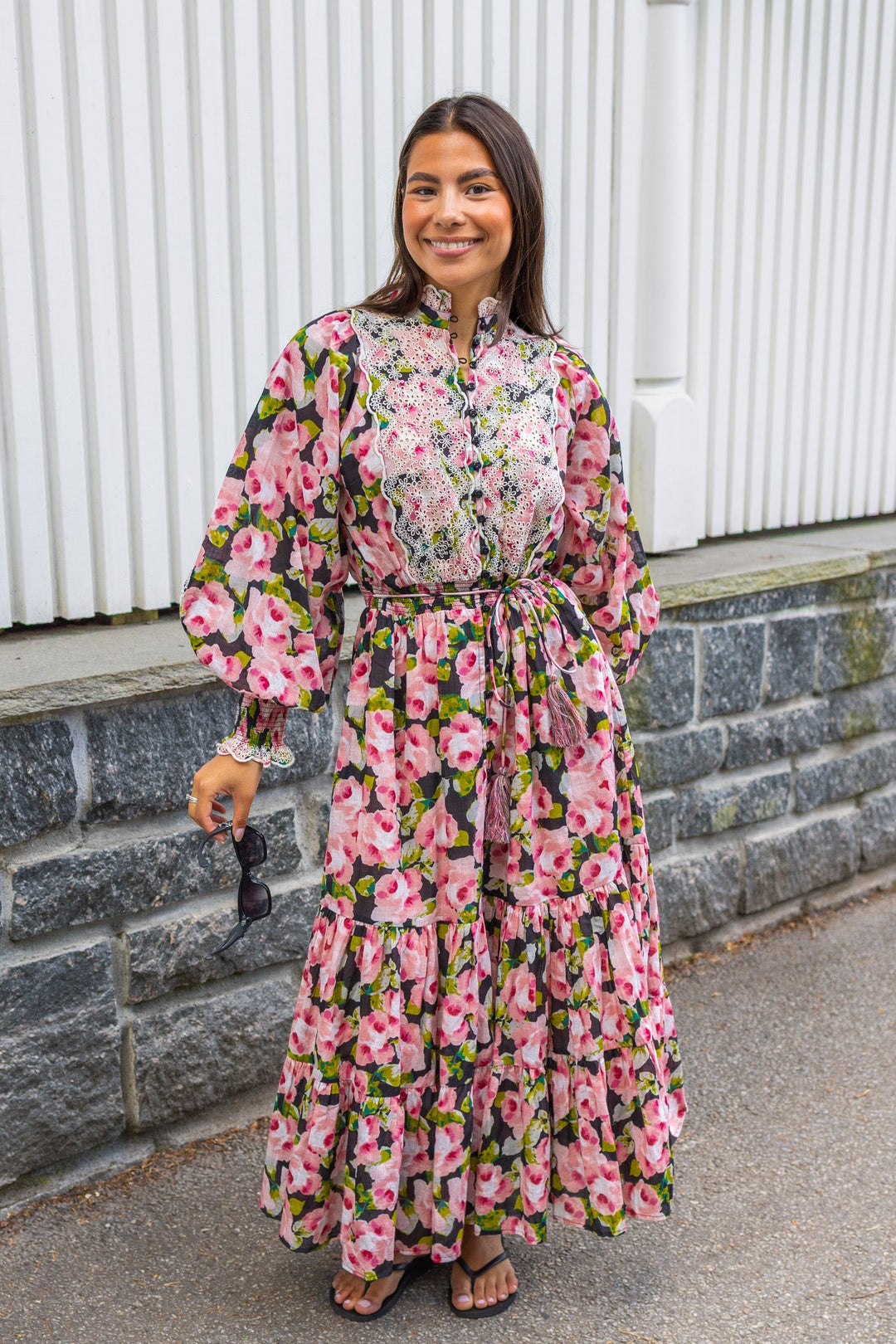 Cotton Slub Midi Dress Rose Bouquet | Kjoler | Smuk