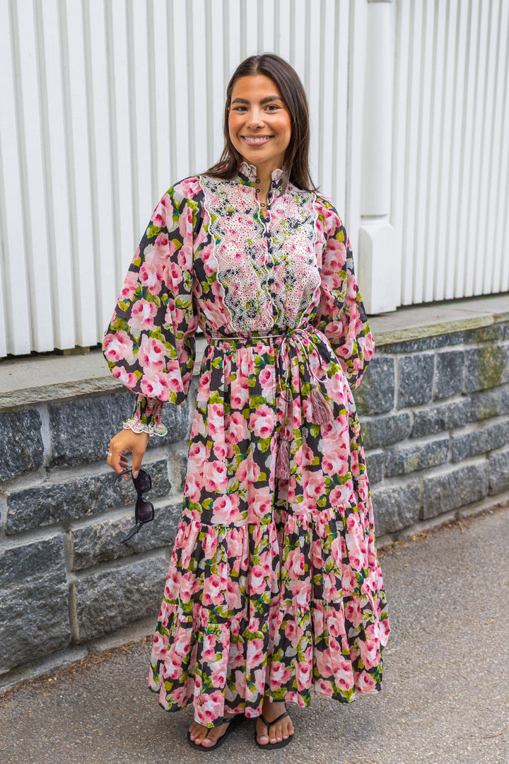 Cotton Slub Midi Dress Rose Bouquet | Kjoler | Smuk