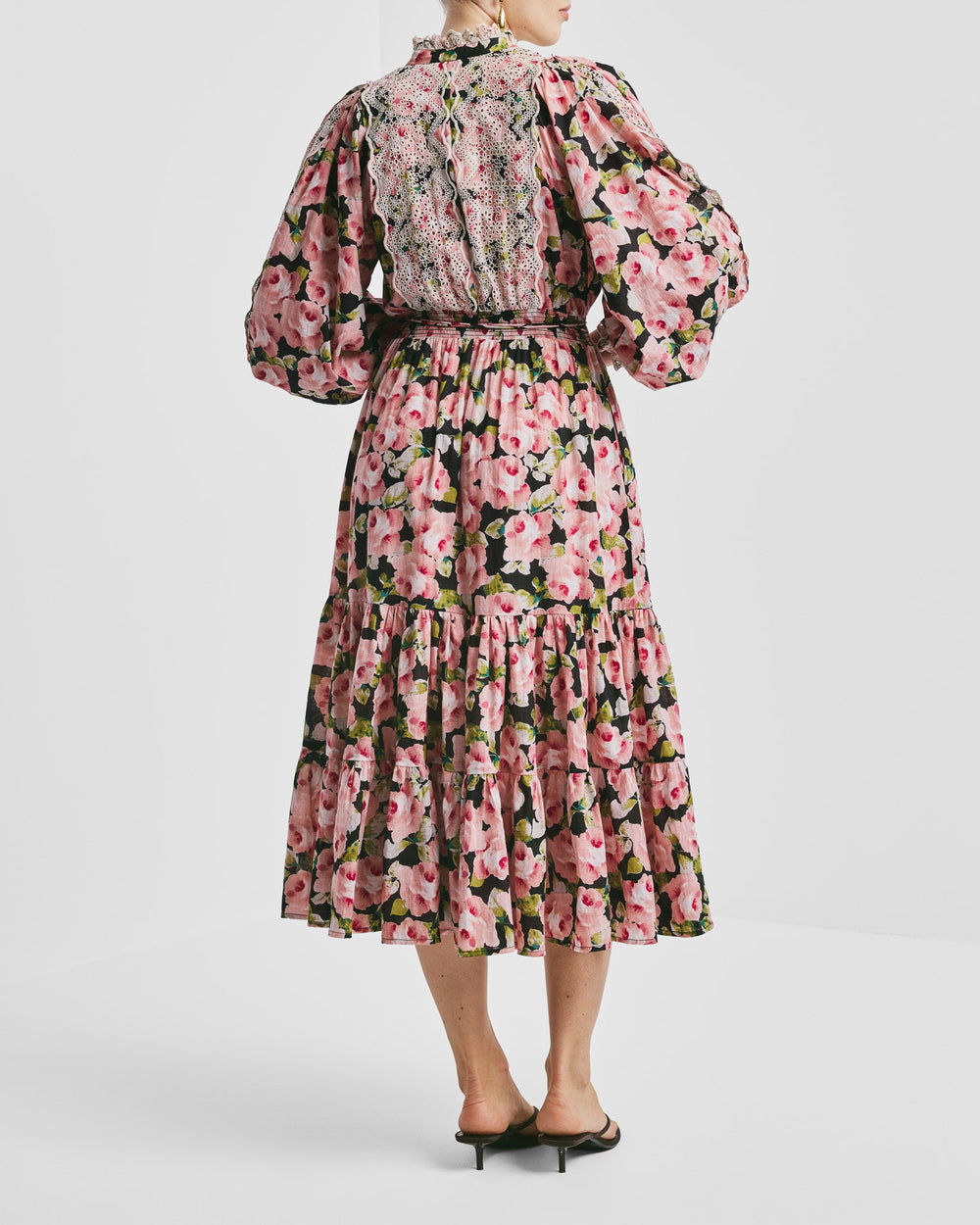 Cotton Slub Midi Dress Rose Bouquet | Kjoler | Smuk