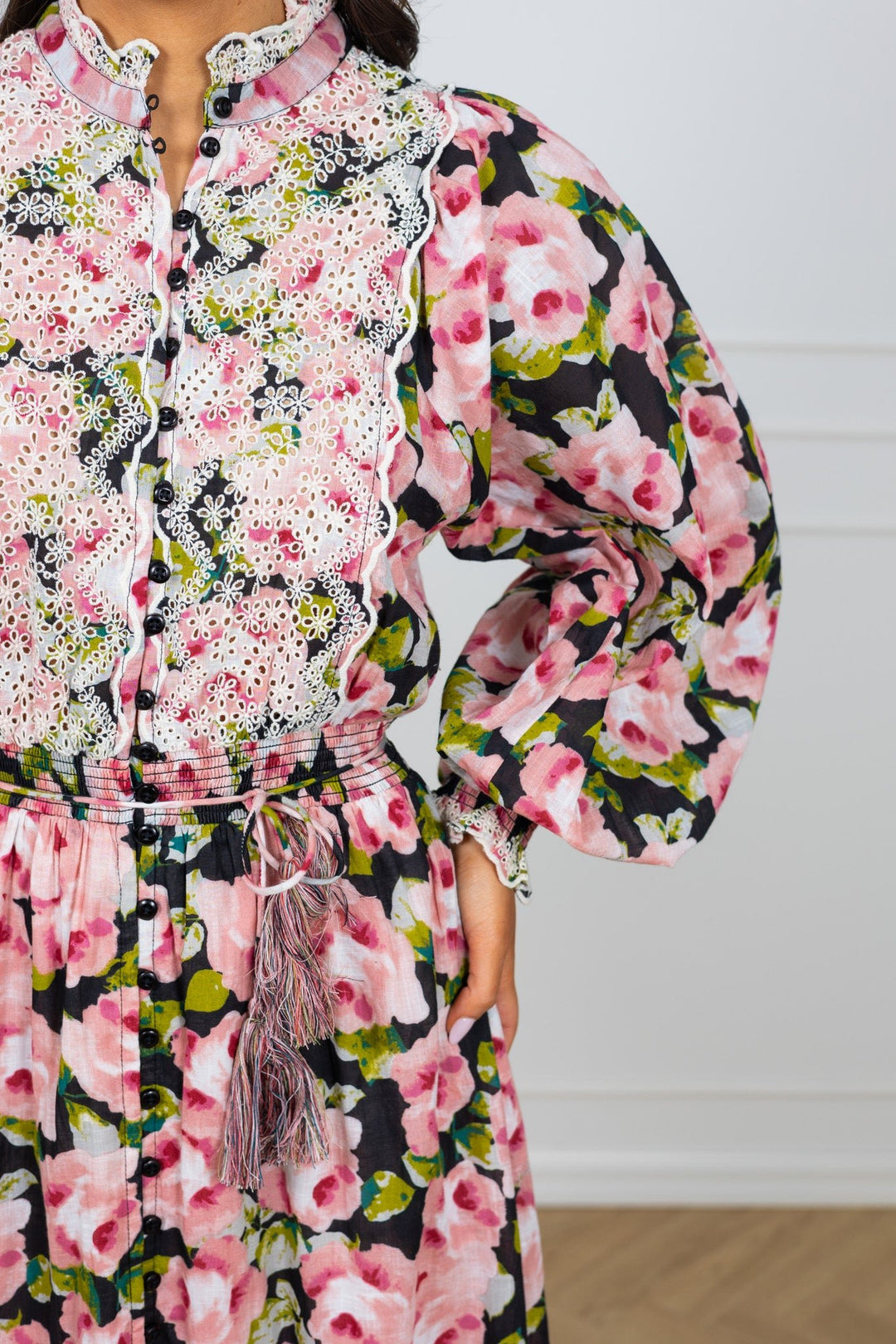 Cotton Slub Midi Dress Rose Bouquet | Kjoler | Smuk