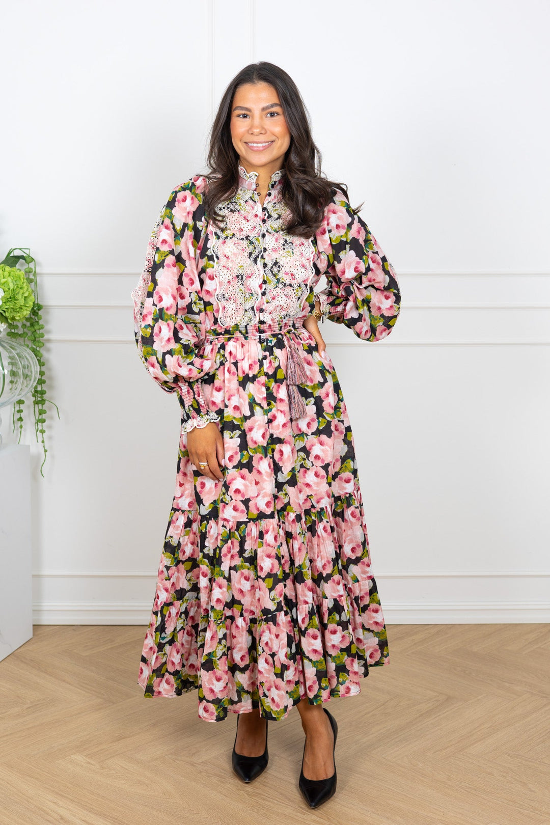 Cotton Slub Midi Dress Rose Bouquet | Kjoler | Smuk