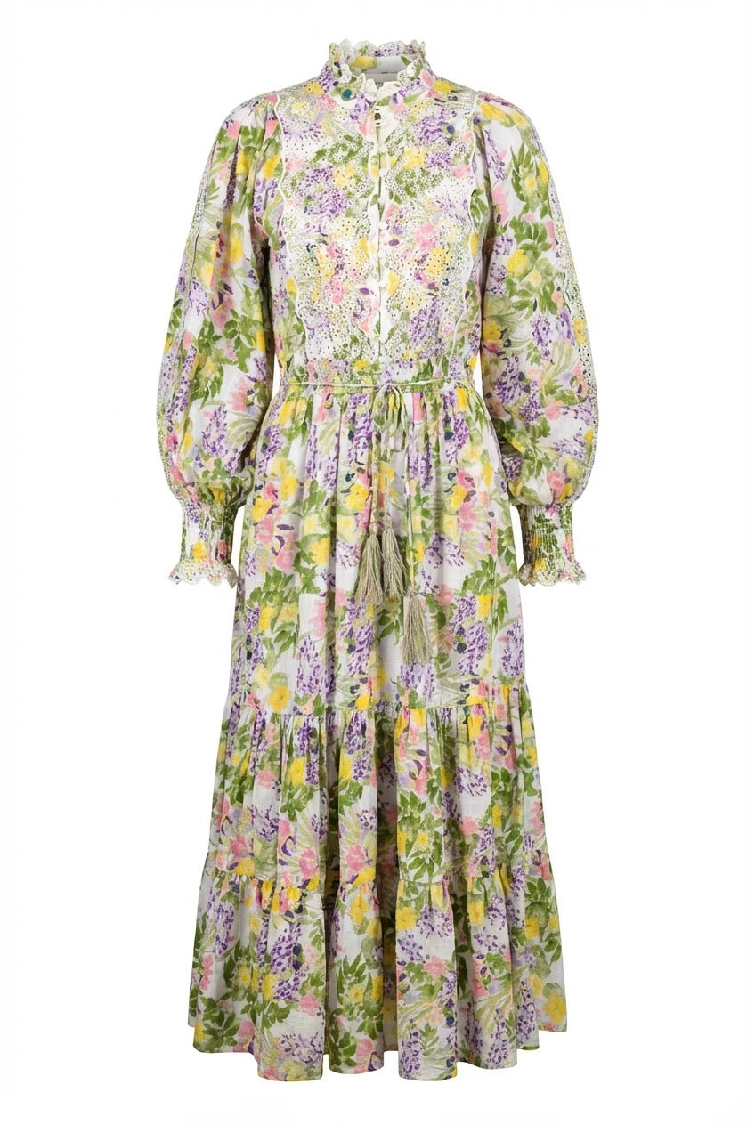 Cotton Slub Midi Dress Summer Lilacs | Kjoler | Smuk