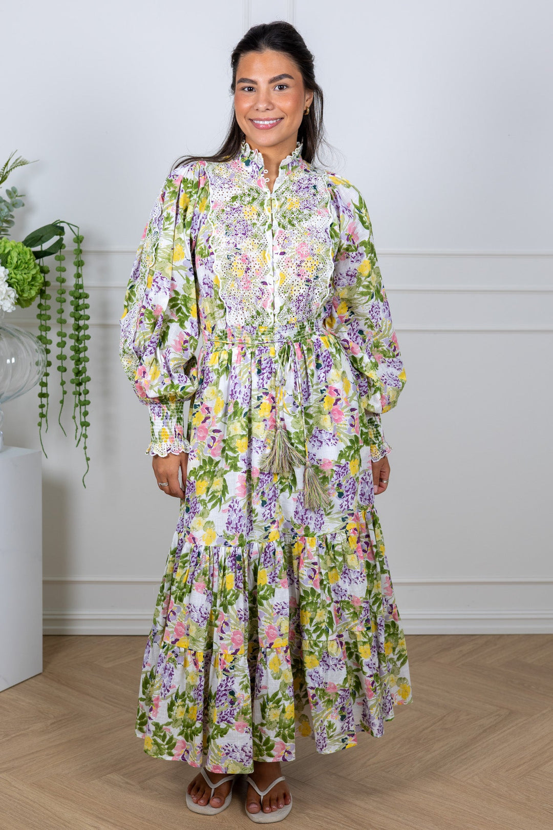 Cotton Slub Midi Dress Summer Lilacs | Kjoler | Smuk