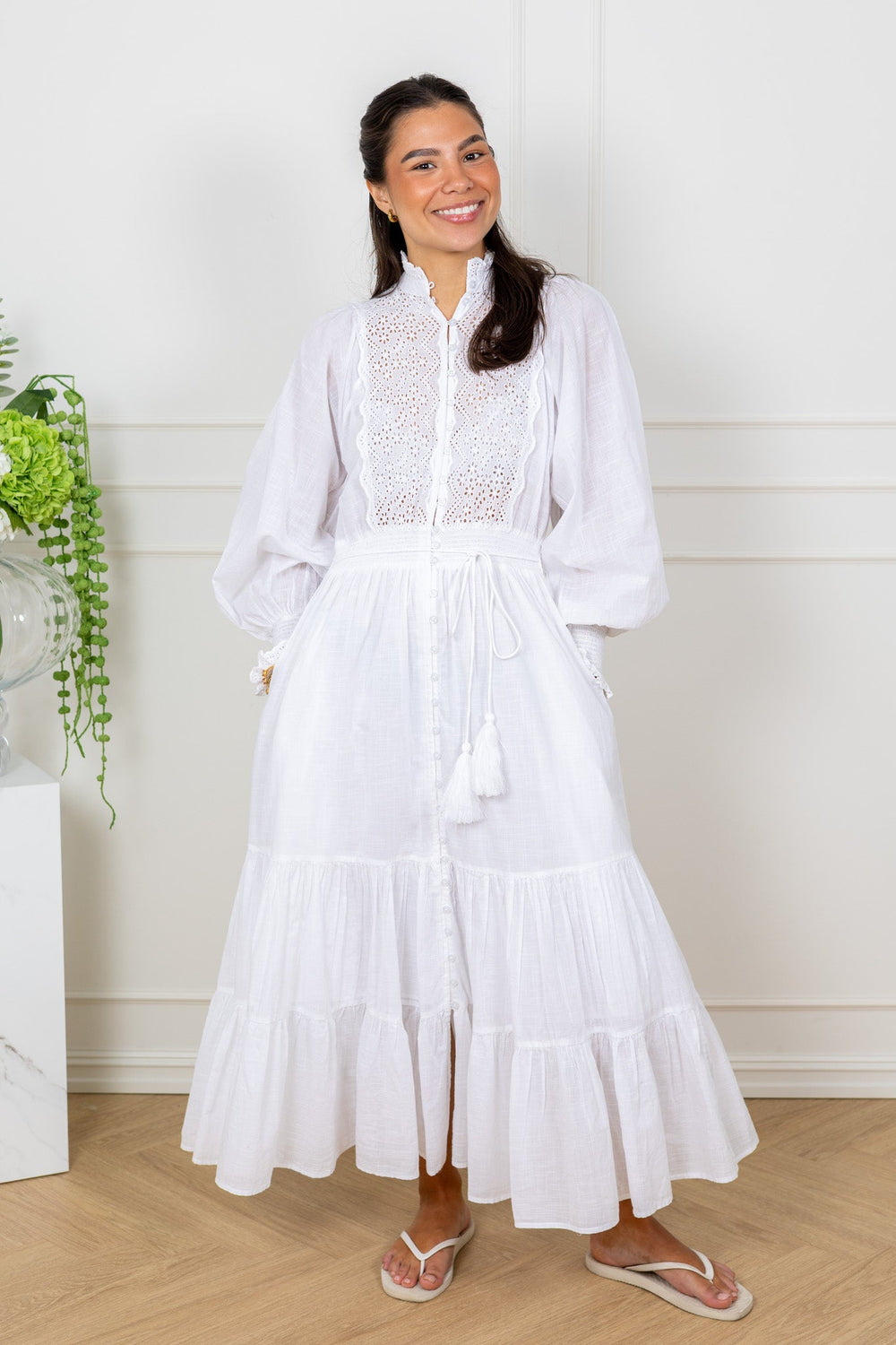 Cotton Slub Midi Dress White | Kjoler | Smuk