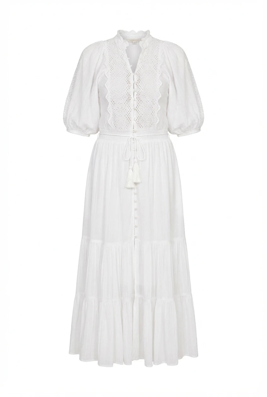 Cotton Slub Midi Dress White | Kjoler | Smuk