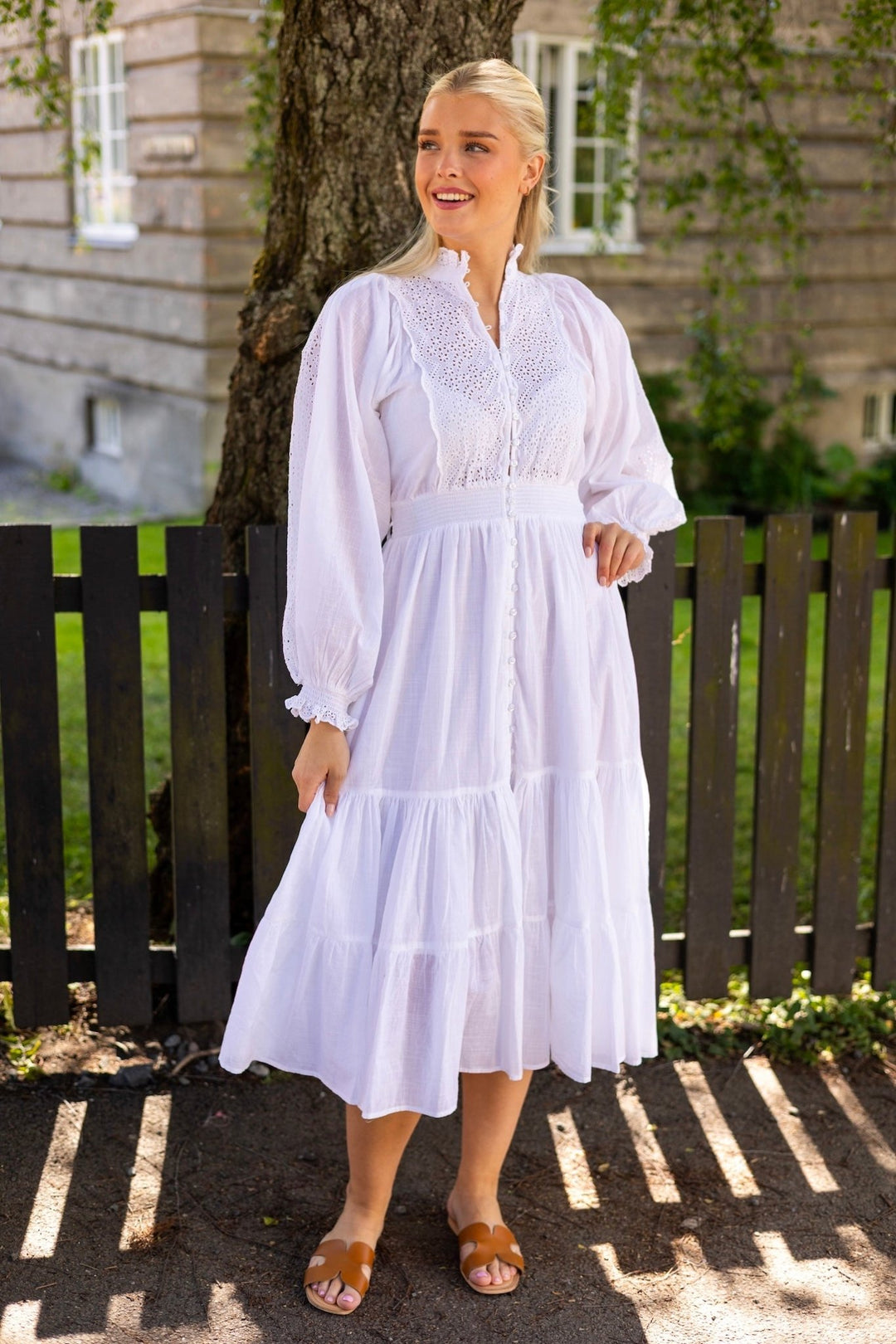 Cotton Slub Midi Dress White | Kjoler | Smuk - Dameklær på nett