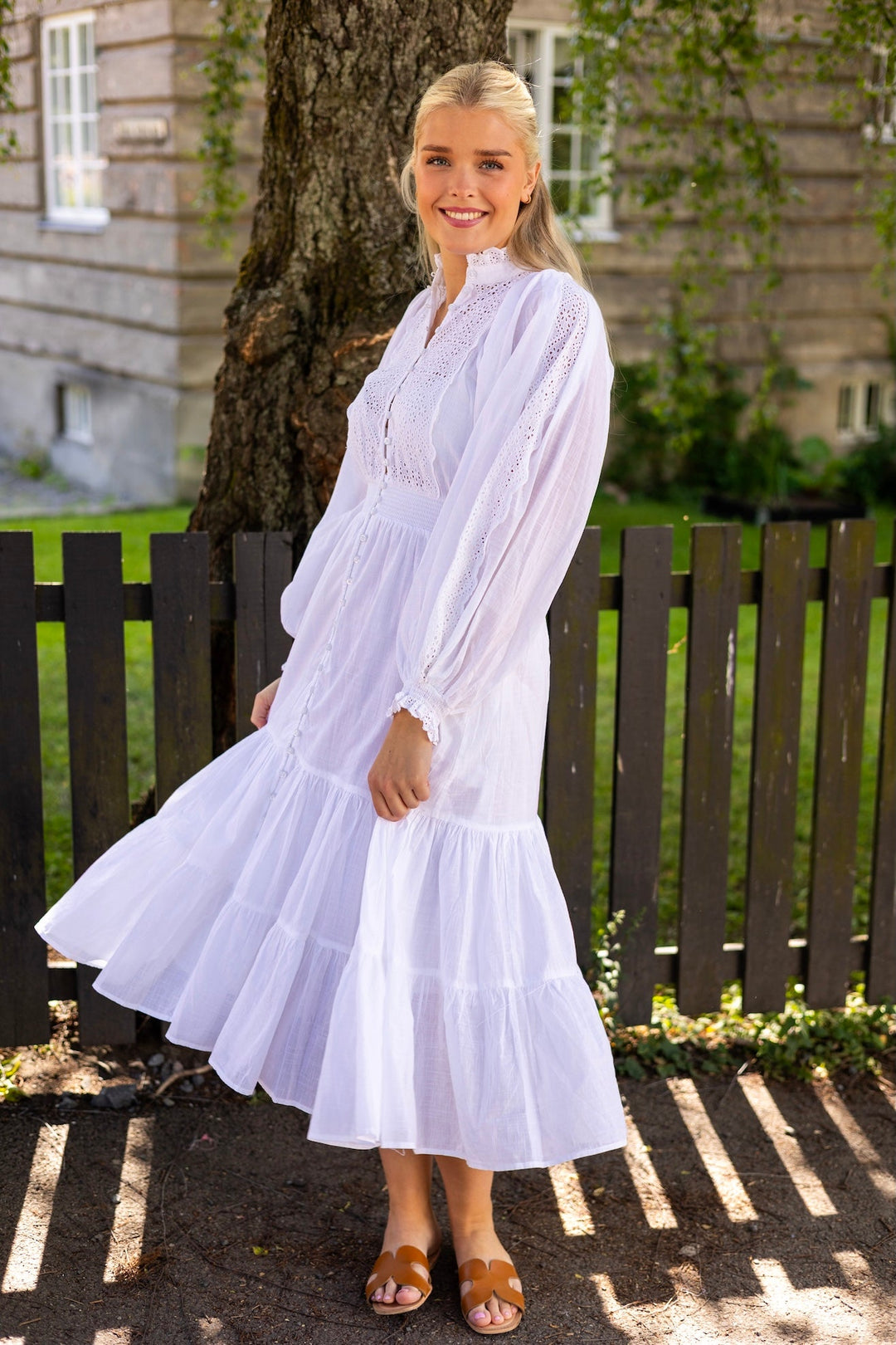 Cotton Slub Midi Dress White | Kjoler | Smuk - Dameklær på nett