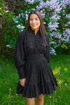 Cotton Slub Mini Dress Black