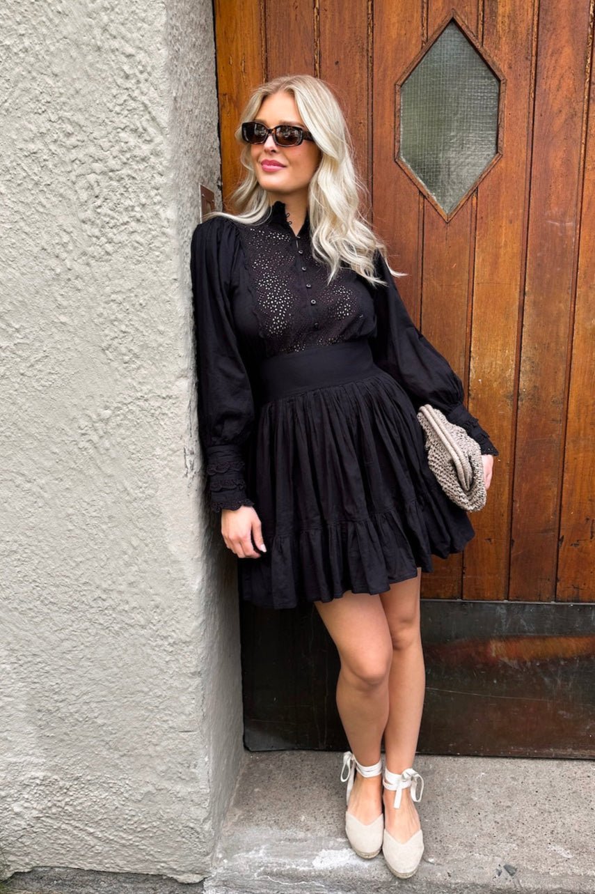Cotton Slub Mini Dress Black | Kjoler | Smuk - Dameklær på nett